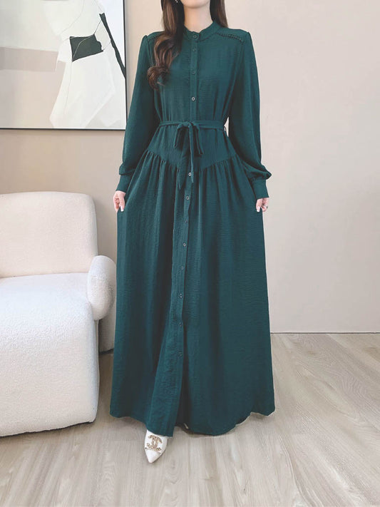 Formal Button Up Maxi Dress (L-23501)