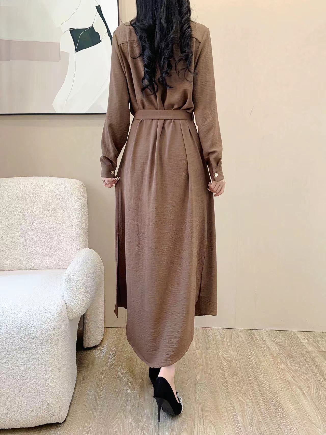 Collared Button Maxi Dress (L-20089A)