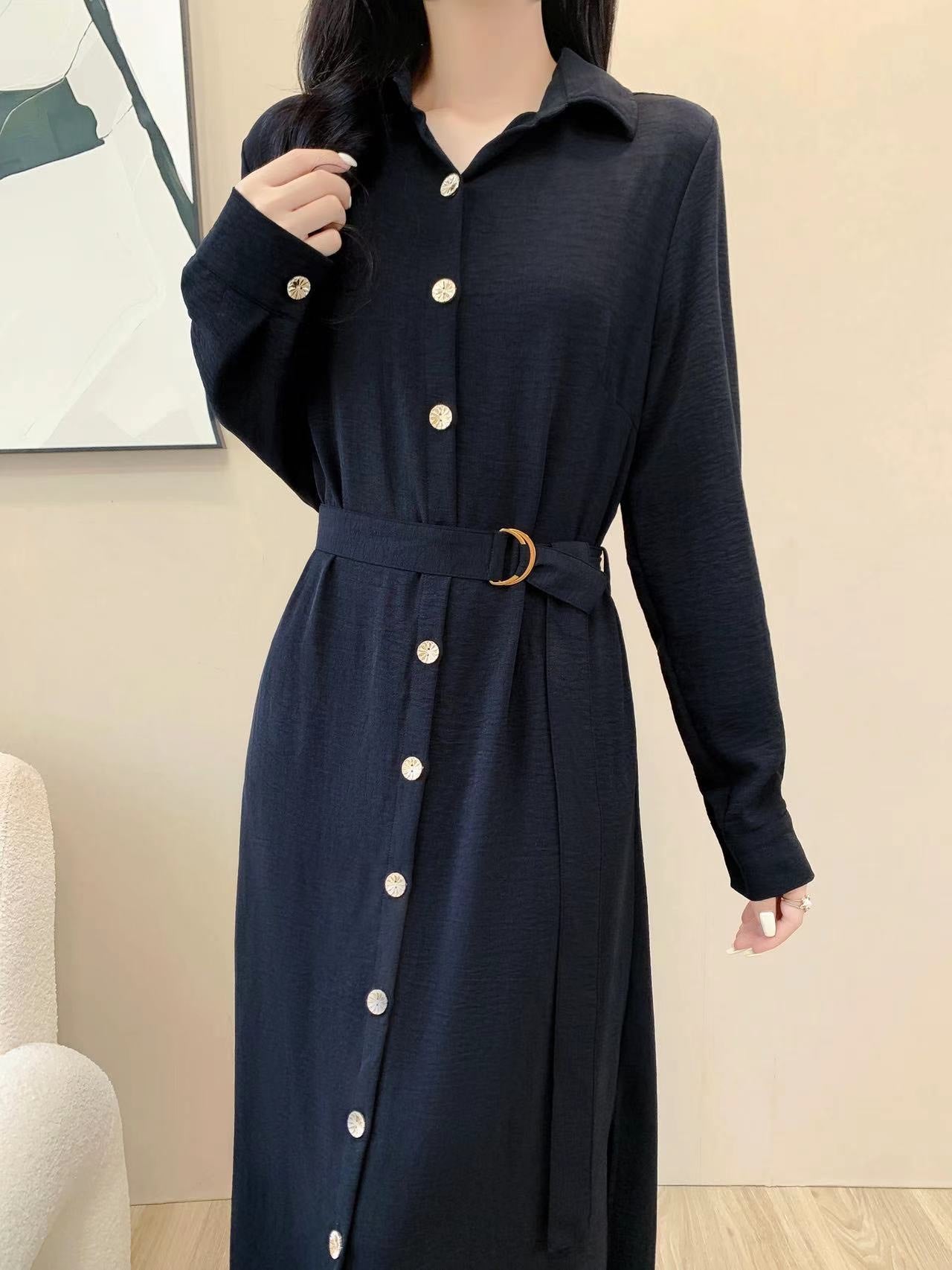 Collared Button Maxi Dress (L-20089A)