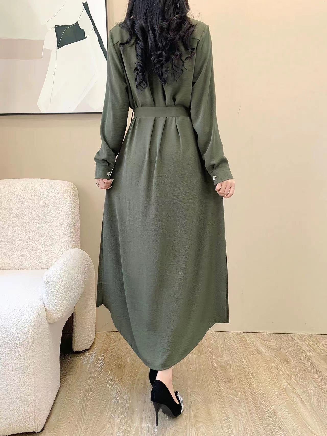 Collared Button Maxi Dress (L-20089A)