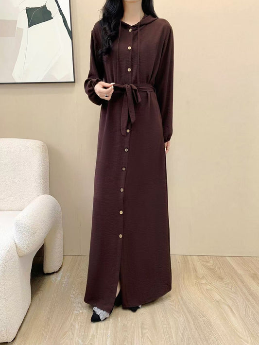 Hoodie Long Dress (L- 24806)